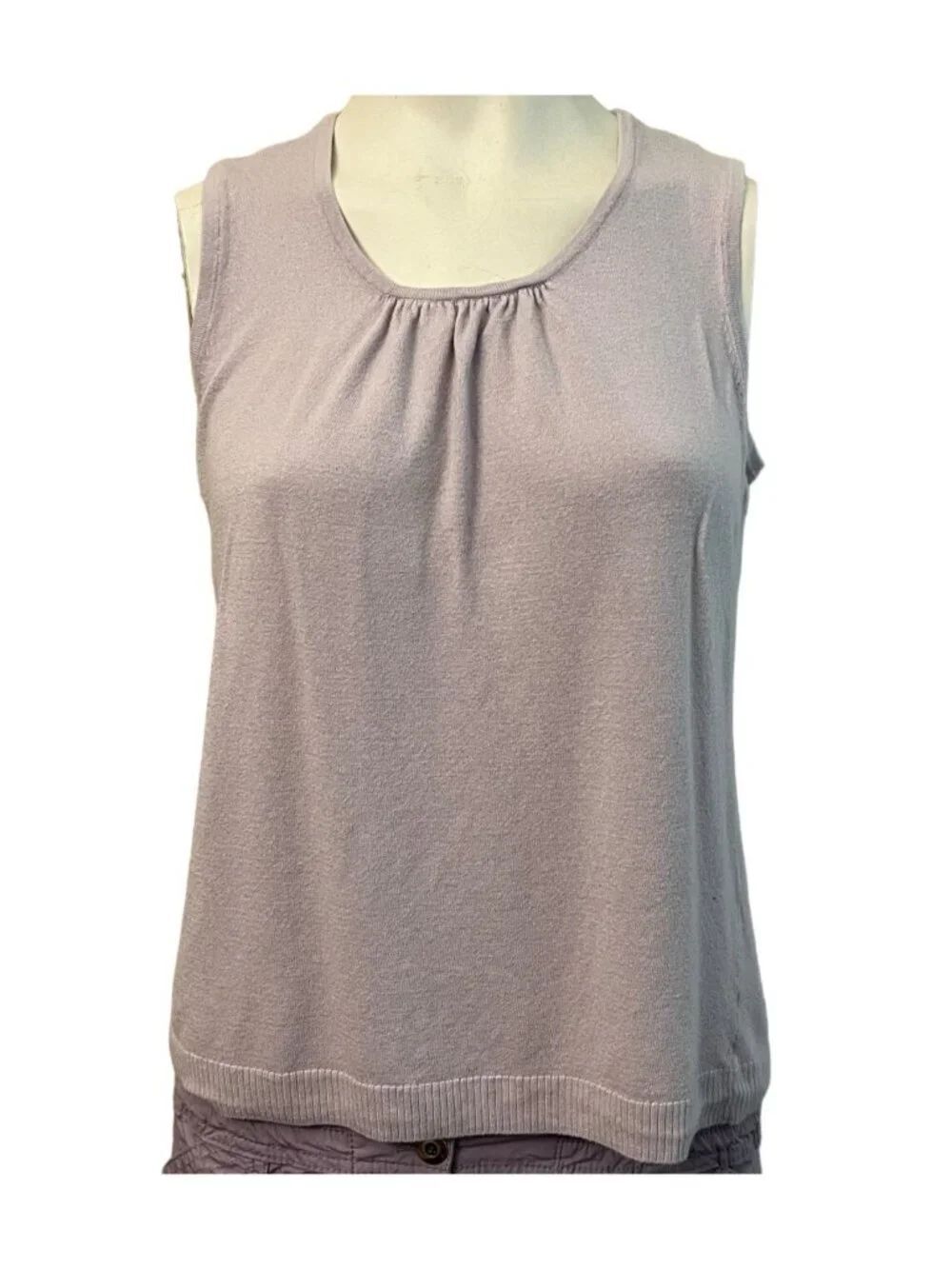 Chicos Ladies Small Size 1 Light Purple Knit Sweater Tank Top Blouse Pullover